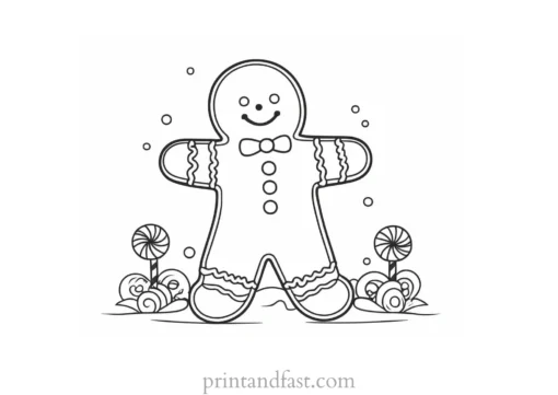 gingerbread coloring page with candy