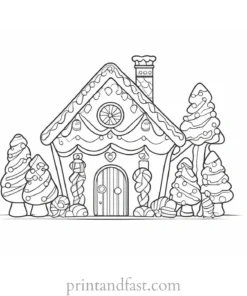 gingerbread coloring page with decorations