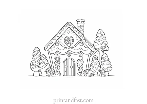 gingerbread coloring page with decorations