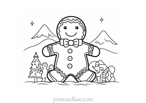 gingerbread coloring page with gingerbread man