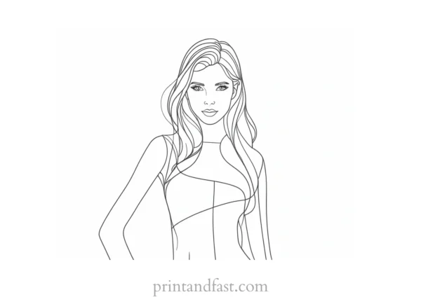 girl coloring page drawing