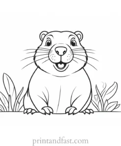 groundhog coloring page cartoon