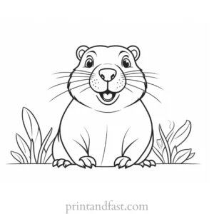 groundhog coloring page cartoon