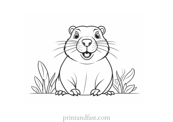 groundhog coloring page cartoon