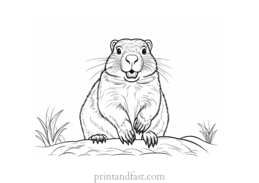 groundhog coloring page cute