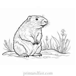 groundhog coloring page happy