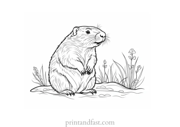 groundhog coloring page happy