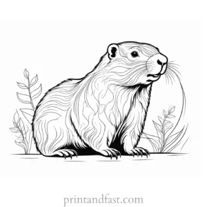 groundhog coloring page outline