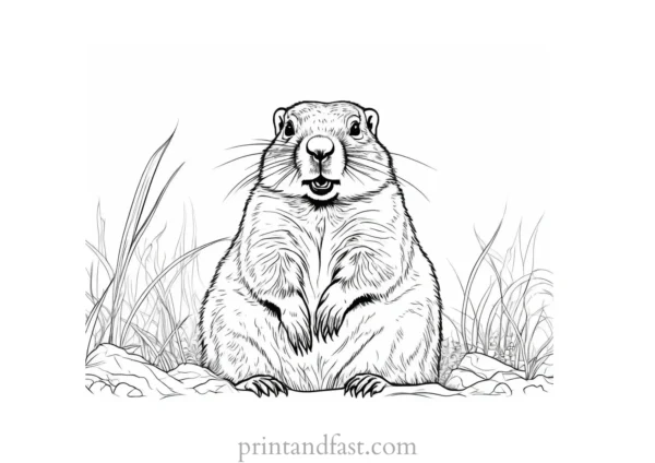 groundhog coloring page realistic