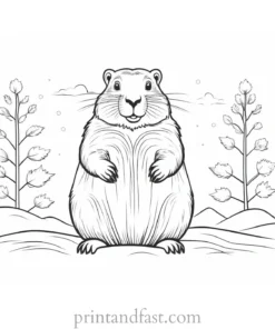 groundhog coloring page winter