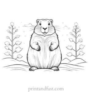 groundhog coloring page winter