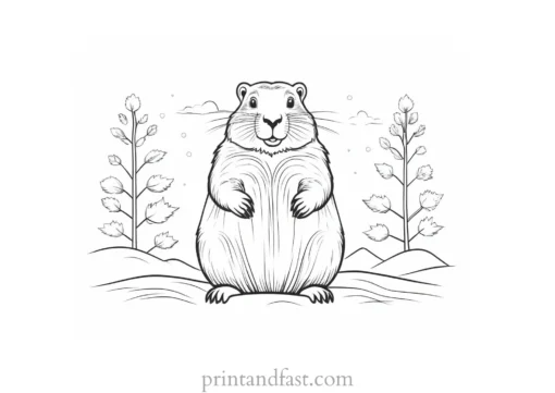 groundhog coloring page winter