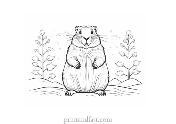 groundhog coloring page winter