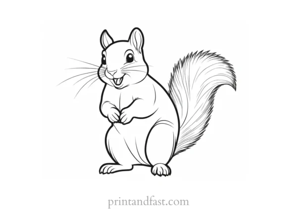 happy squirrel coloring page