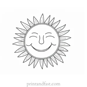 happy sun coloring page