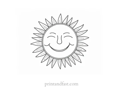 happy sun coloring page