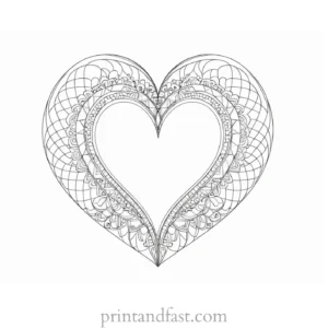 heart coloring page adult