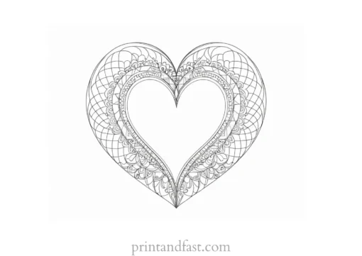 heart coloring page adult