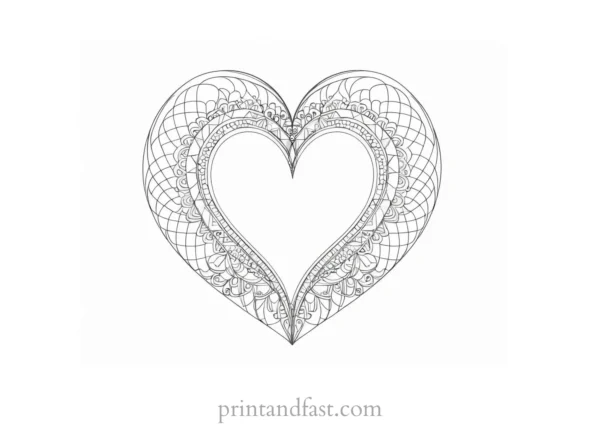 heart coloring page adult