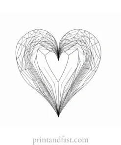 heart coloring page geometric