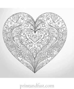 heart coloring page intricate