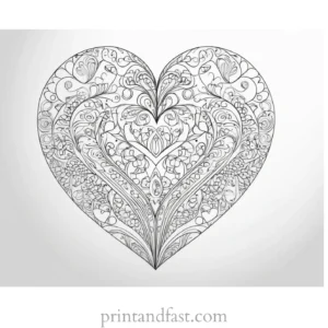 heart coloring page intricate