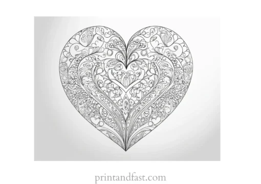 heart coloring page intricate