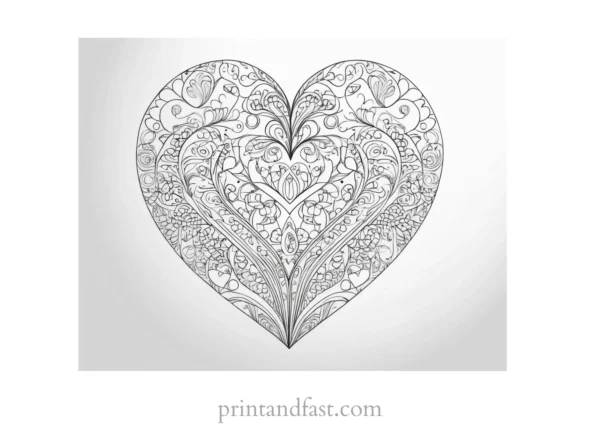 heart coloring page intricate