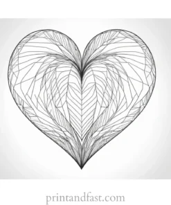 heart coloring page retro