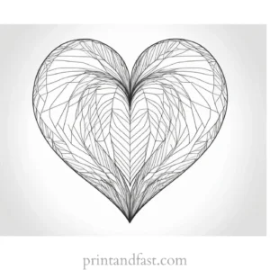 heart coloring page retro