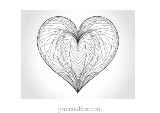 heart coloring page retro