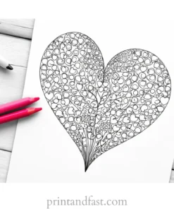 heart coloring page romantic