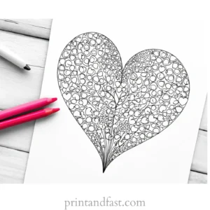 heart coloring page romantic