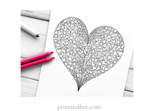 heart coloring page romantic