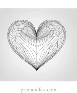 heart coloring page vintage
