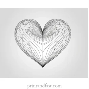 heart coloring page vintage