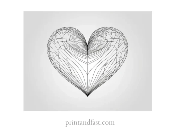 heart coloring page vintage