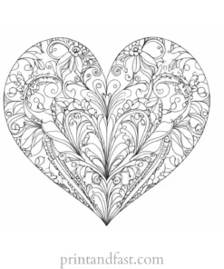 heart coloring page whimsical