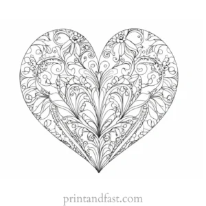 heart coloring page whimsical