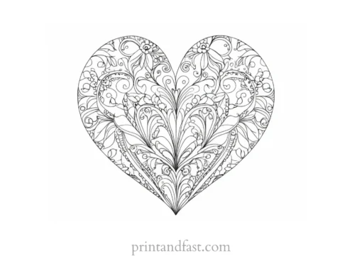 heart coloring page whimsical