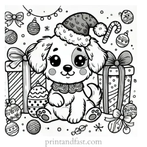 holiday puppy coloring page