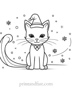 holiday themed kitty coloring page