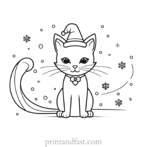 holiday themed kitty coloring page