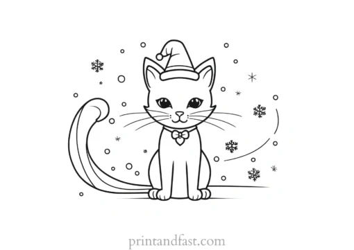 holiday themed kitty coloring page