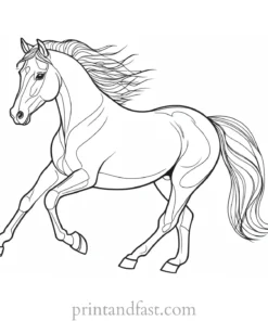 horse coloring page detailed