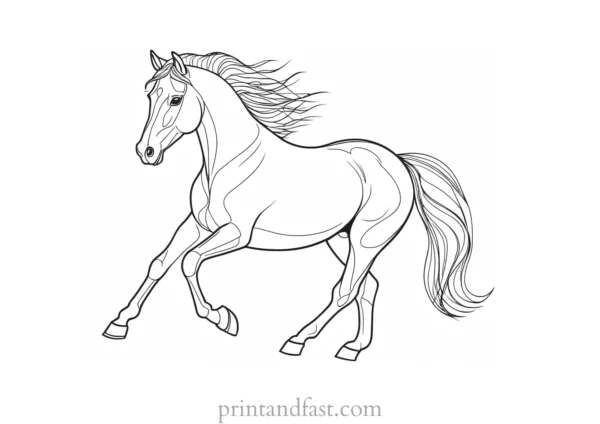 horse coloring page detailed