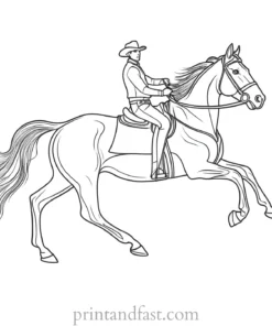 horse coloring page with cowboy