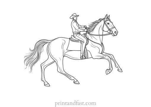 horse coloring page with cowboy