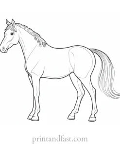 horse coloring page with farm animals