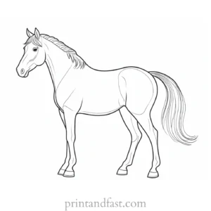 horse coloring page with farm animals